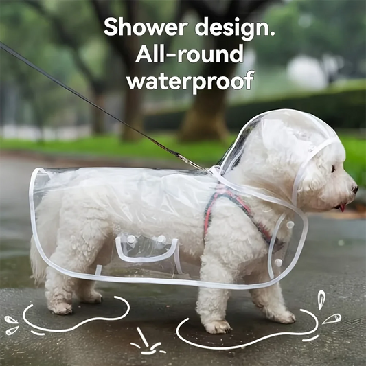Clear Waterproof Dog Raincoat — Hooded Rain Poncho for Small & Medium Dogs