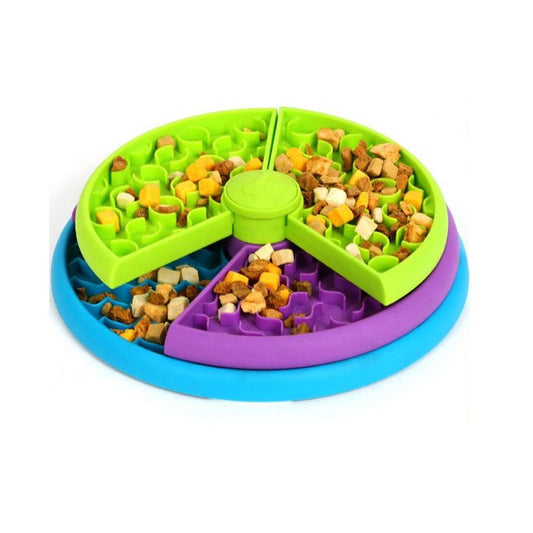 3-in-1 slow feeder bowl with puzzle and lick mat