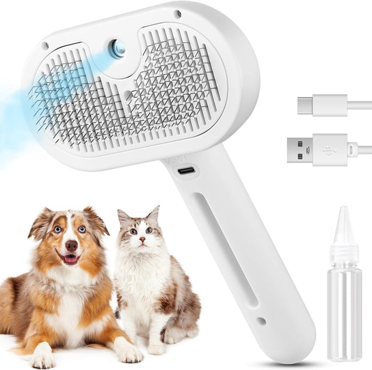 3-in-1 cat steam brush with mist spray