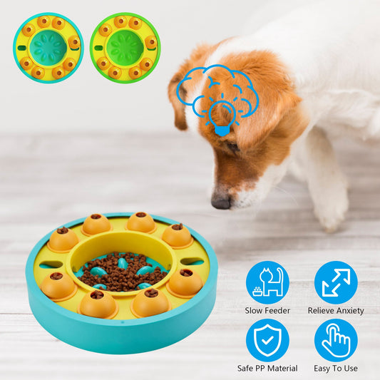 Interactive puzzle slow feeder and IQ training bowl