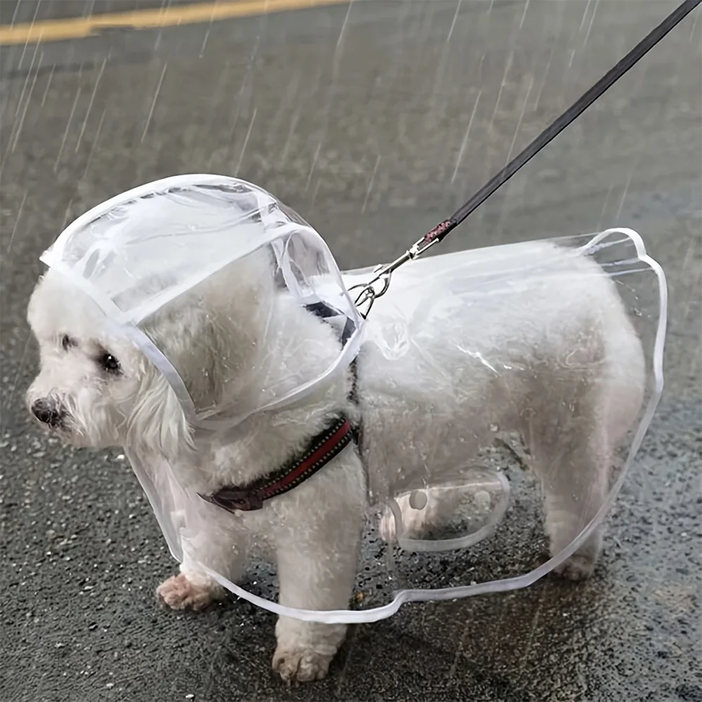 Clear hooded waterproof dog raincoat poncho