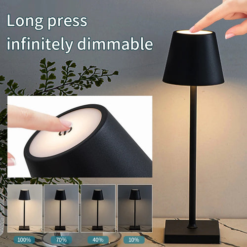 Dimmable Wireless LED Desk Lamp - Touch Control, Rechargeable