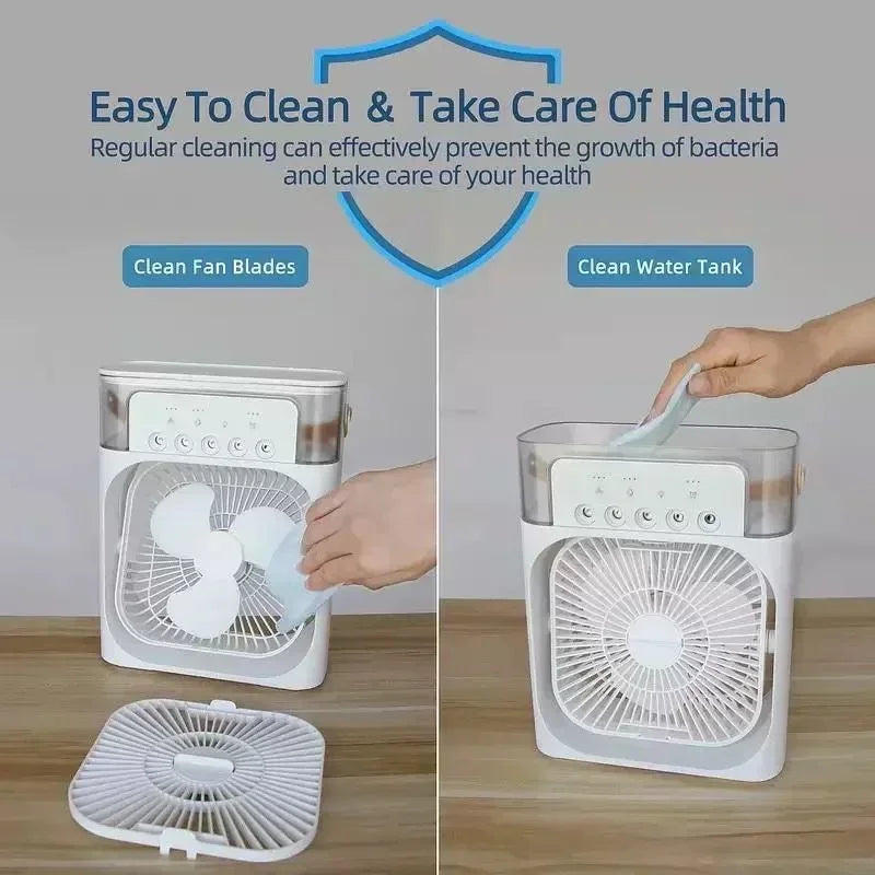 3-in-1 Portable Air Cooler Fan, Humidifier & Night Light