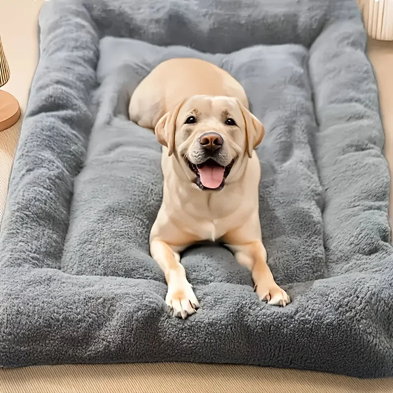 Extra-large plush dog bed and soft sofa mat in gray