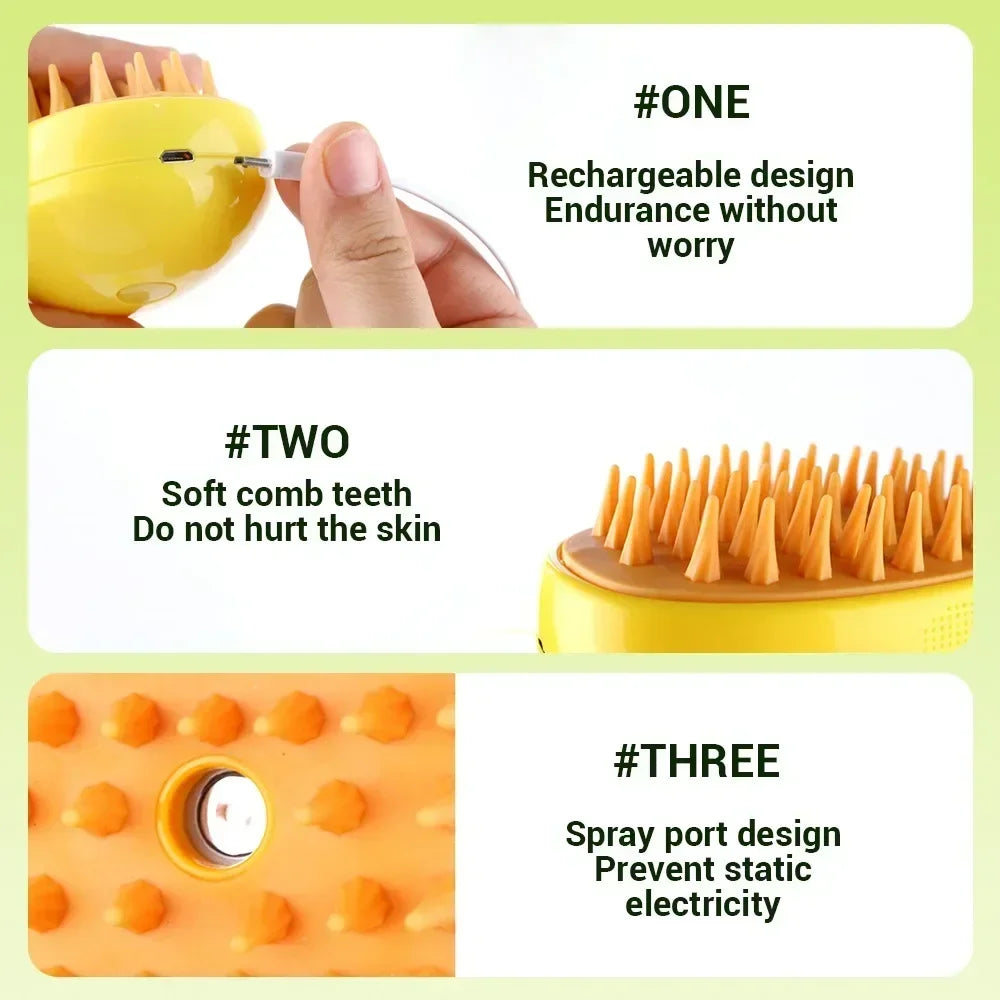 3-in-1 spray brush massage pet grooming