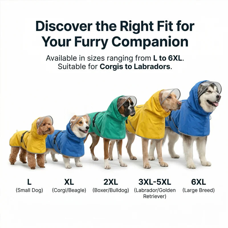 Waterproof Dog Raincoat — Hooded Reflective Rain Jacket