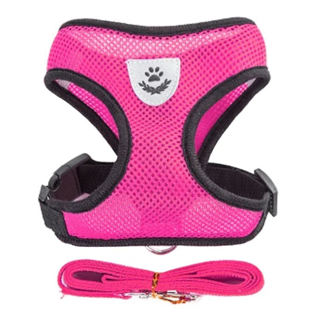 Adjustable Mesh Dog & Cat Harness — No-Choke Walking Vest for Puppies & Small Pets