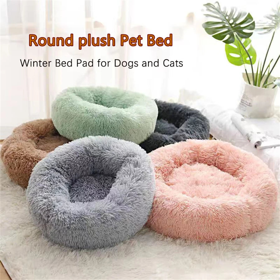 Calming Donut Bed — Anti-Anxiety Faux-Fur Nest Bed for Dogs & Cats