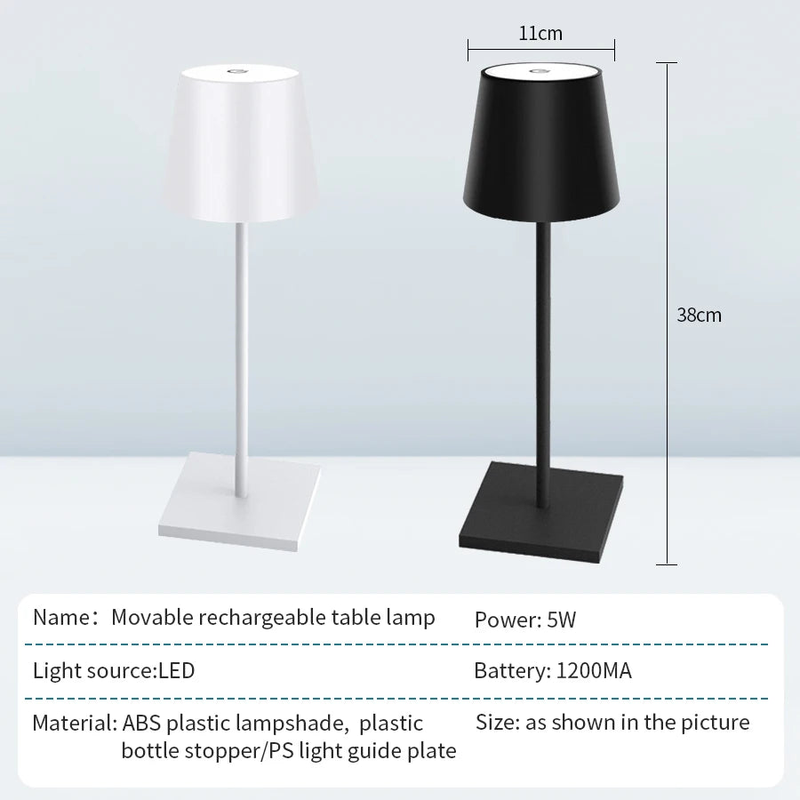 Dimmable Wireless LED Desk Lamp - Touch Control, Rechargeable