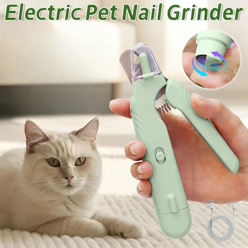 Quiet Electric Pet Nail Grinder with LED Light — Cordless Paw Trimmer for Dogs & Cats