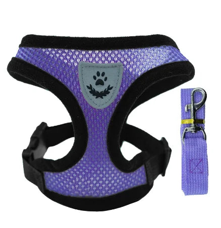 Adjustable Mesh Dog & Cat Harness — No-Choke Walking Vest for Puppies & Small Pets
