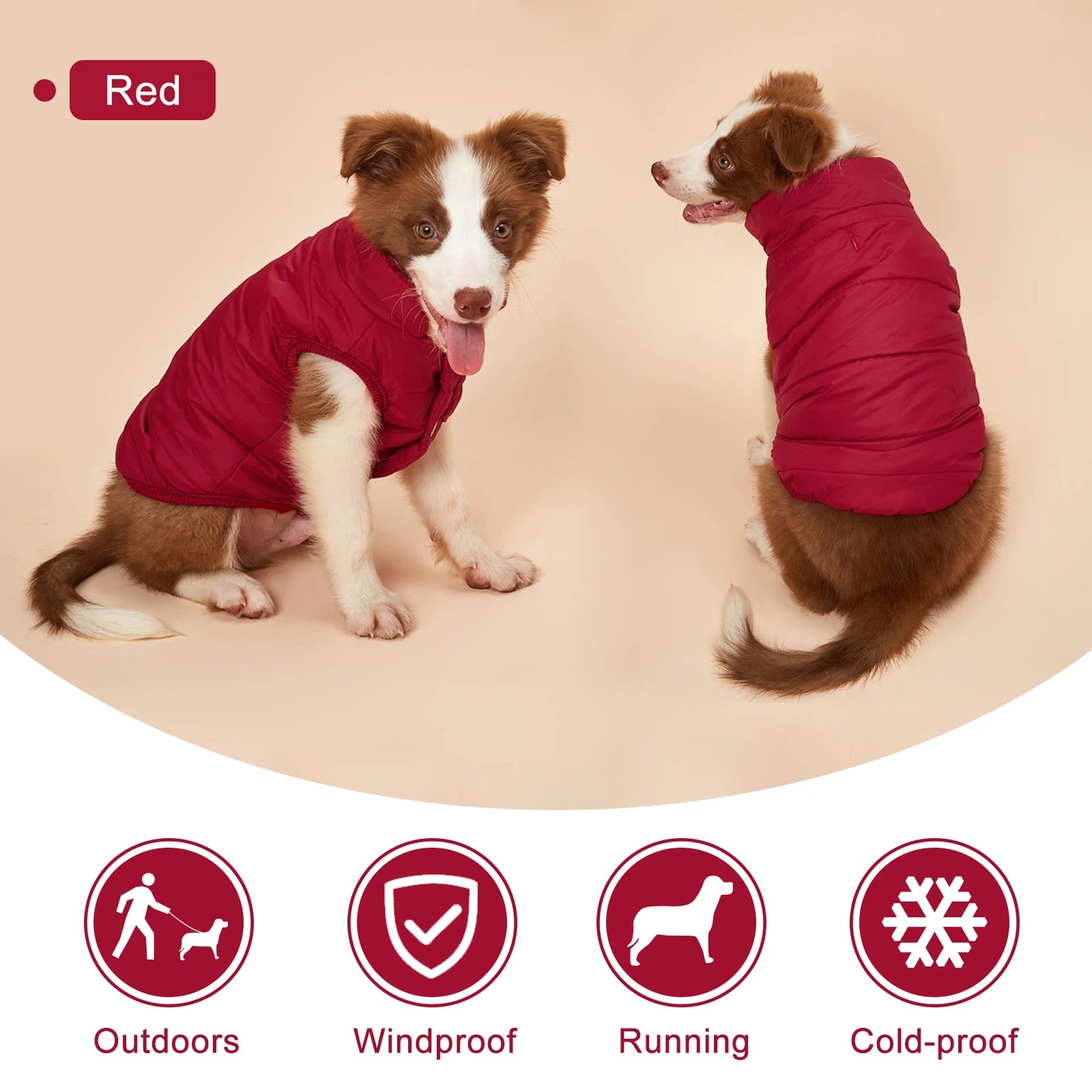 Padded Winter Dog Coat — Warm Cotton Jacket for Small to Large Dogs
