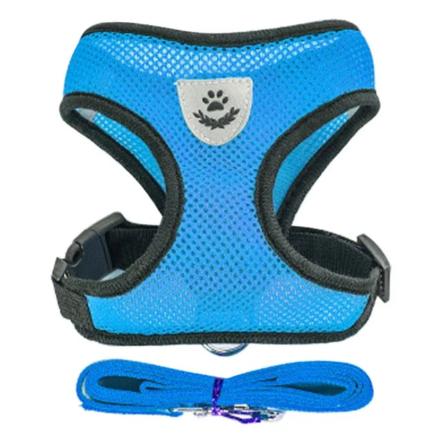 Adjustable Mesh Dog & Cat Harness — No-Choke Walking Vest for Puppies & Small Pets