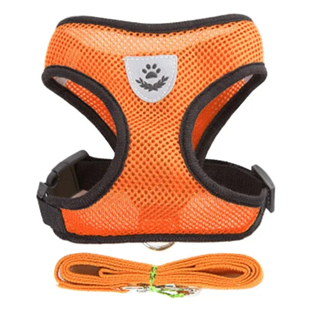 Adjustable Mesh Dog & Cat Harness — No-Choke Walking Vest for Puppies & Small Pets