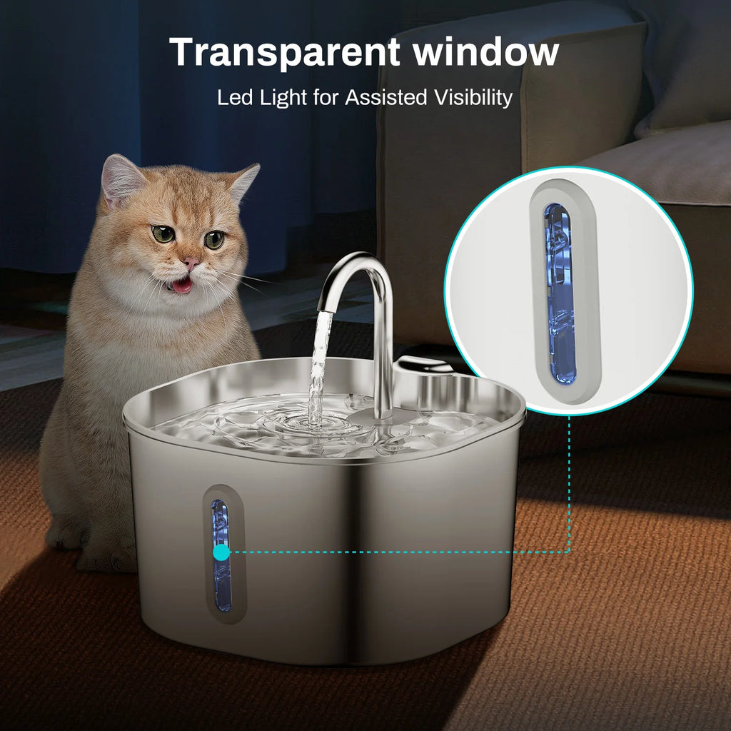 Transparent window with LED light for water level visibility