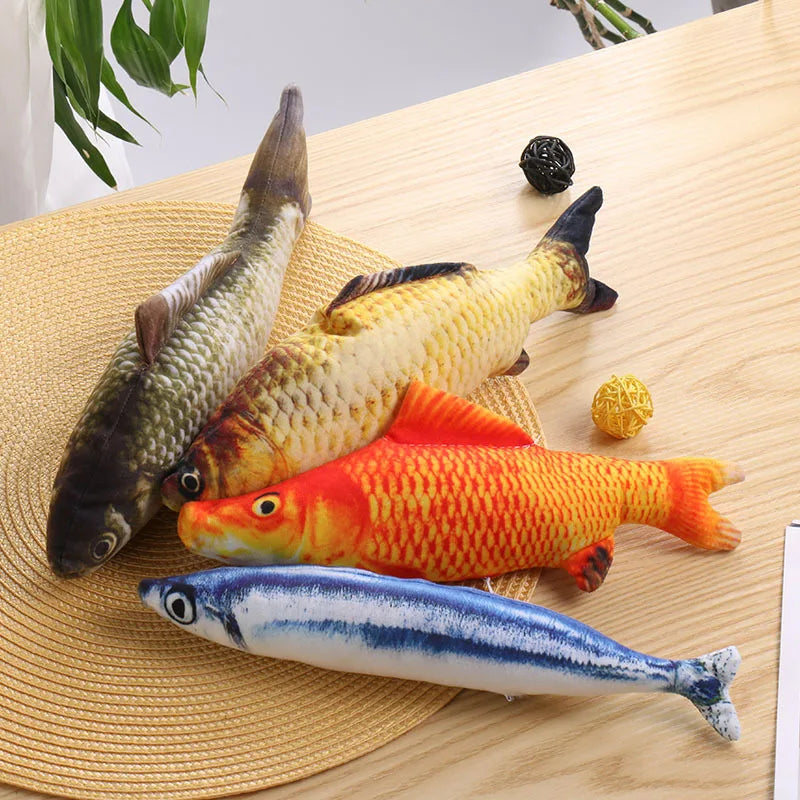Plush catnip fish cat toy with realistic 3D design