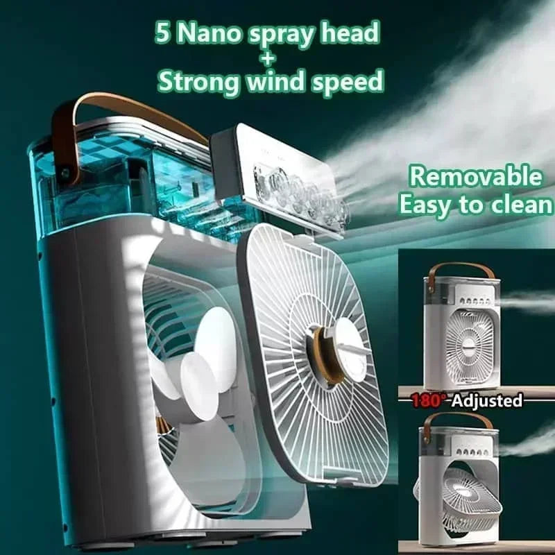 3-in-1 Portable Air Cooler Fan, Humidifier & Night Light