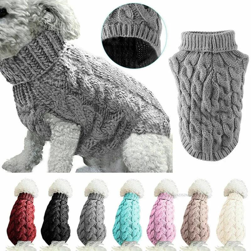 Warm knit dog sweater for small breeds