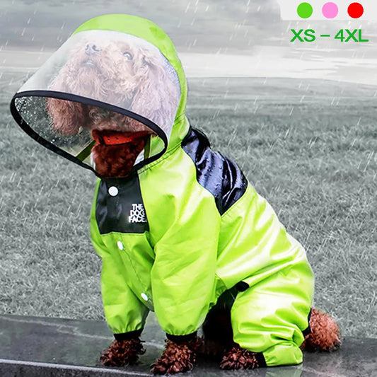 Full-body hooded waterproof dog rain jacket