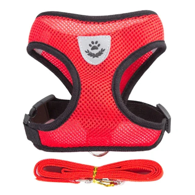 Adjustable Mesh Dog & Cat Harness — No-Choke Walking Vest for Puppies & Small Pets