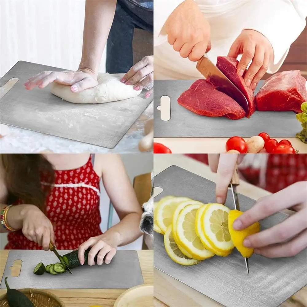 Titanium Stainless Steel Cutting Board - Double-Sided