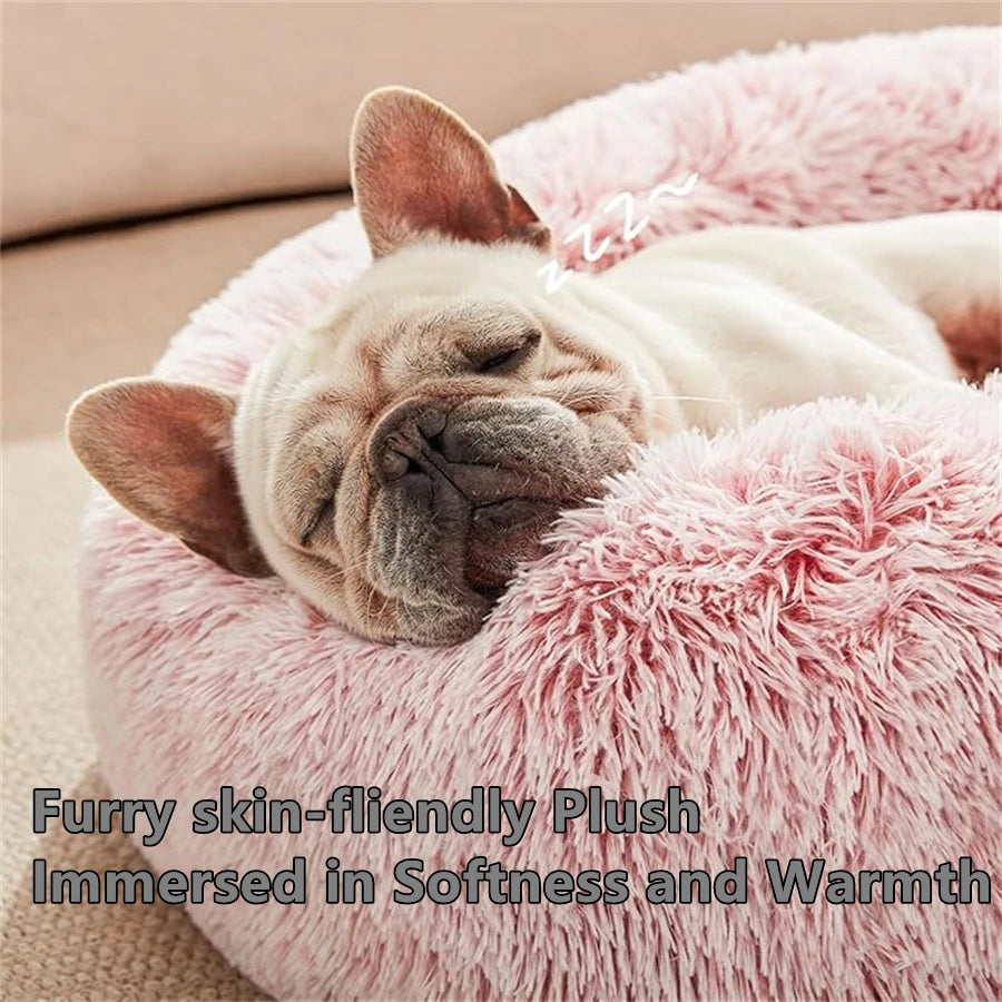 Calming Donut Bed — Anti-Anxiety Faux-Fur Nest Bed for Dogs & Cats