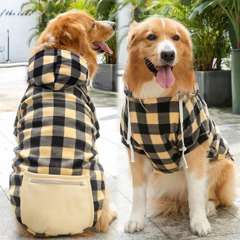 Reversible Plaid Dog Winter Coat — Warm Fleece Vest for Small to Large Dogs