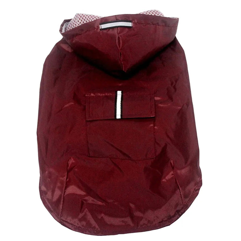 Hooded Dog Raincoat — Waterproof Rain Jacket with Reflective Strip, All Sizes