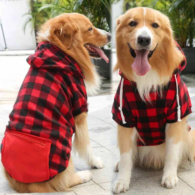 Reversible Plaid Dog Winter Coat — Warm Fleece Vest for Small to Large Dogs