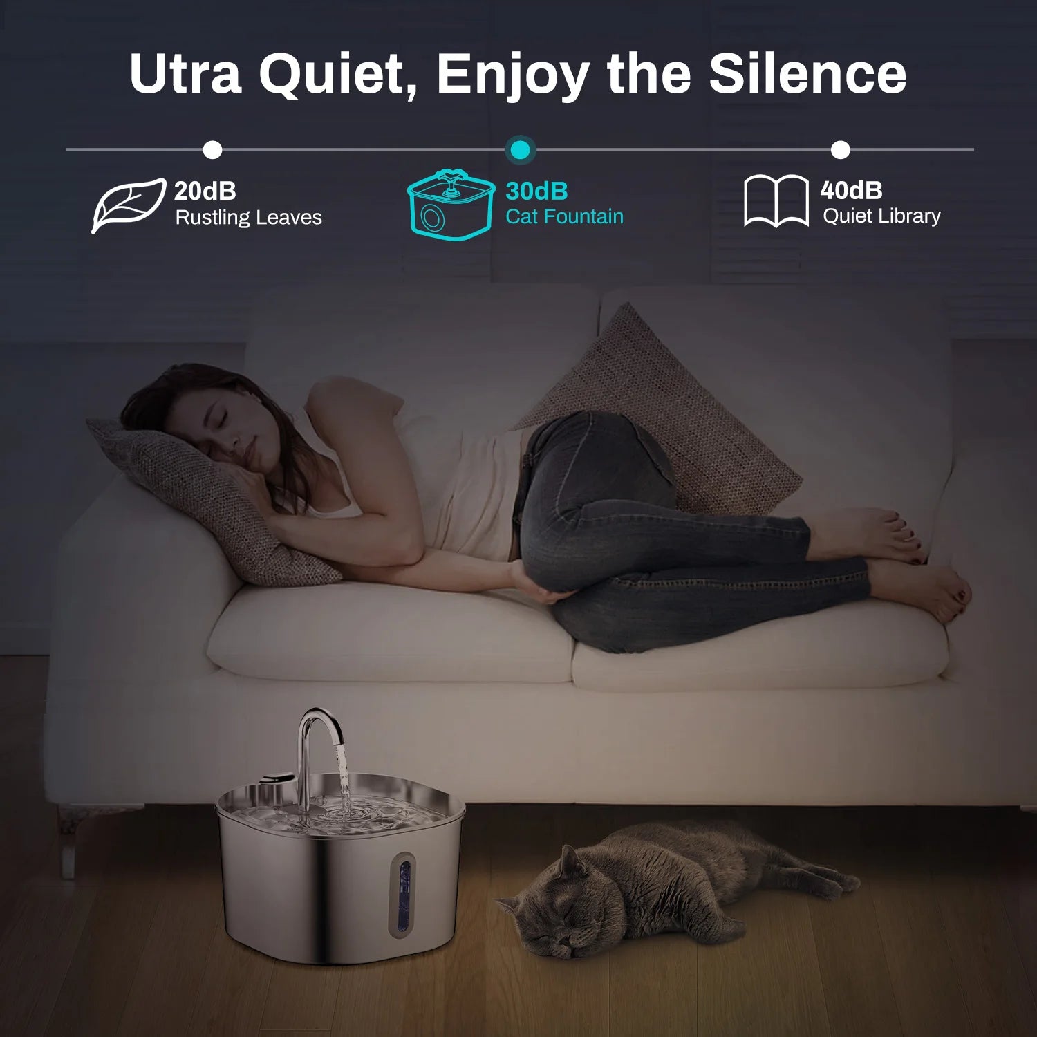 Ultra quiet operation pet water fountain