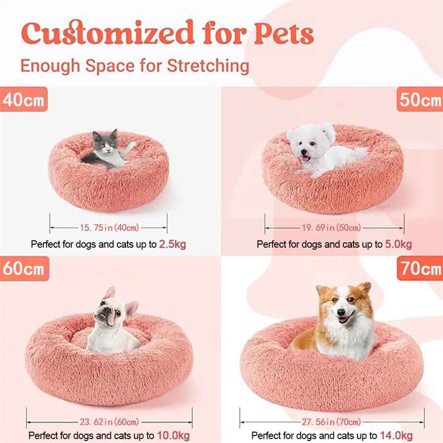 Calming Donut Bed — Anti-Anxiety Faux-Fur Nest Bed for Dogs & Cats