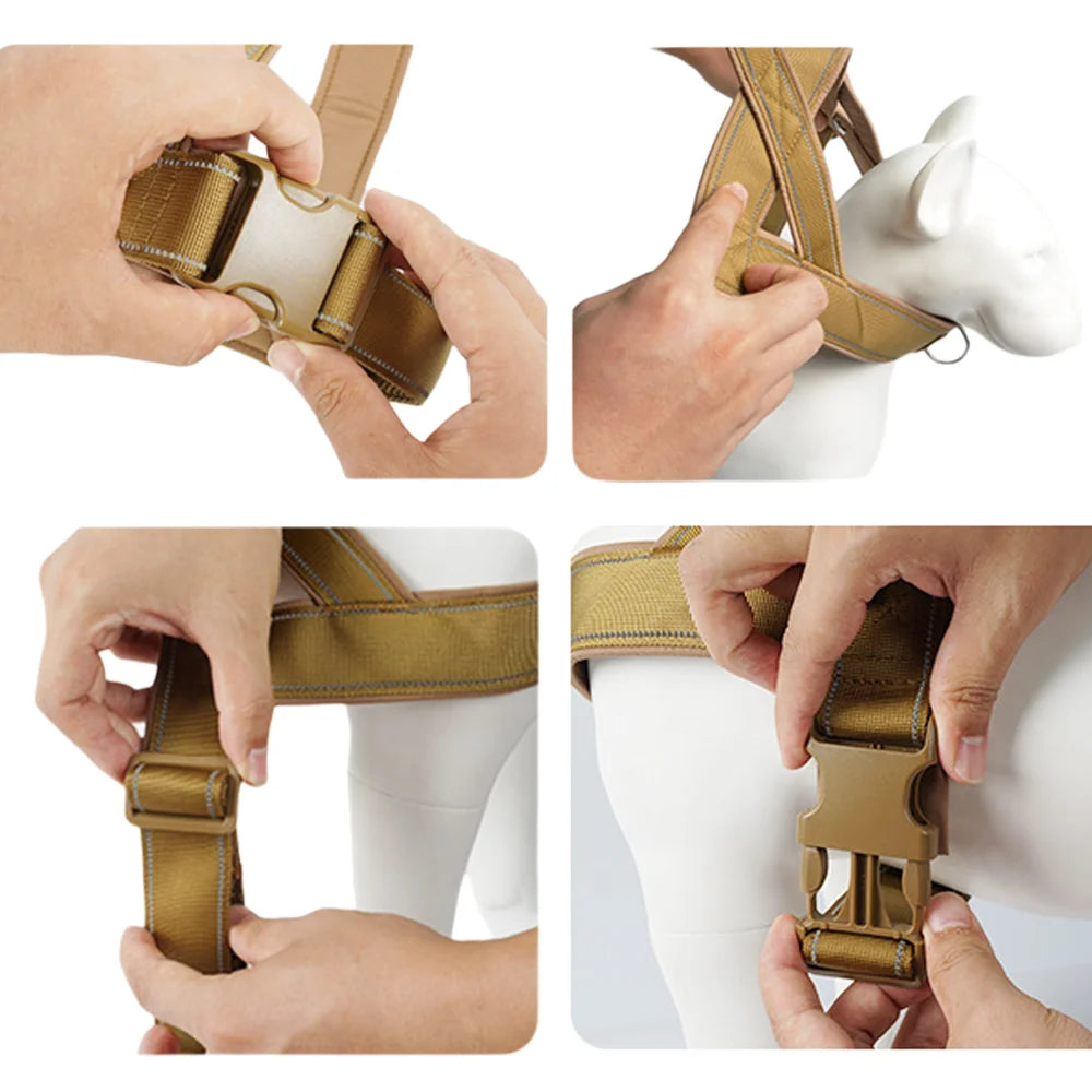 Tactical No-Pull Dog Harness — 1000D Nylon Vest with Handle & Reflective Trim