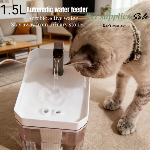 1.5L automatic cat water fountain with filter