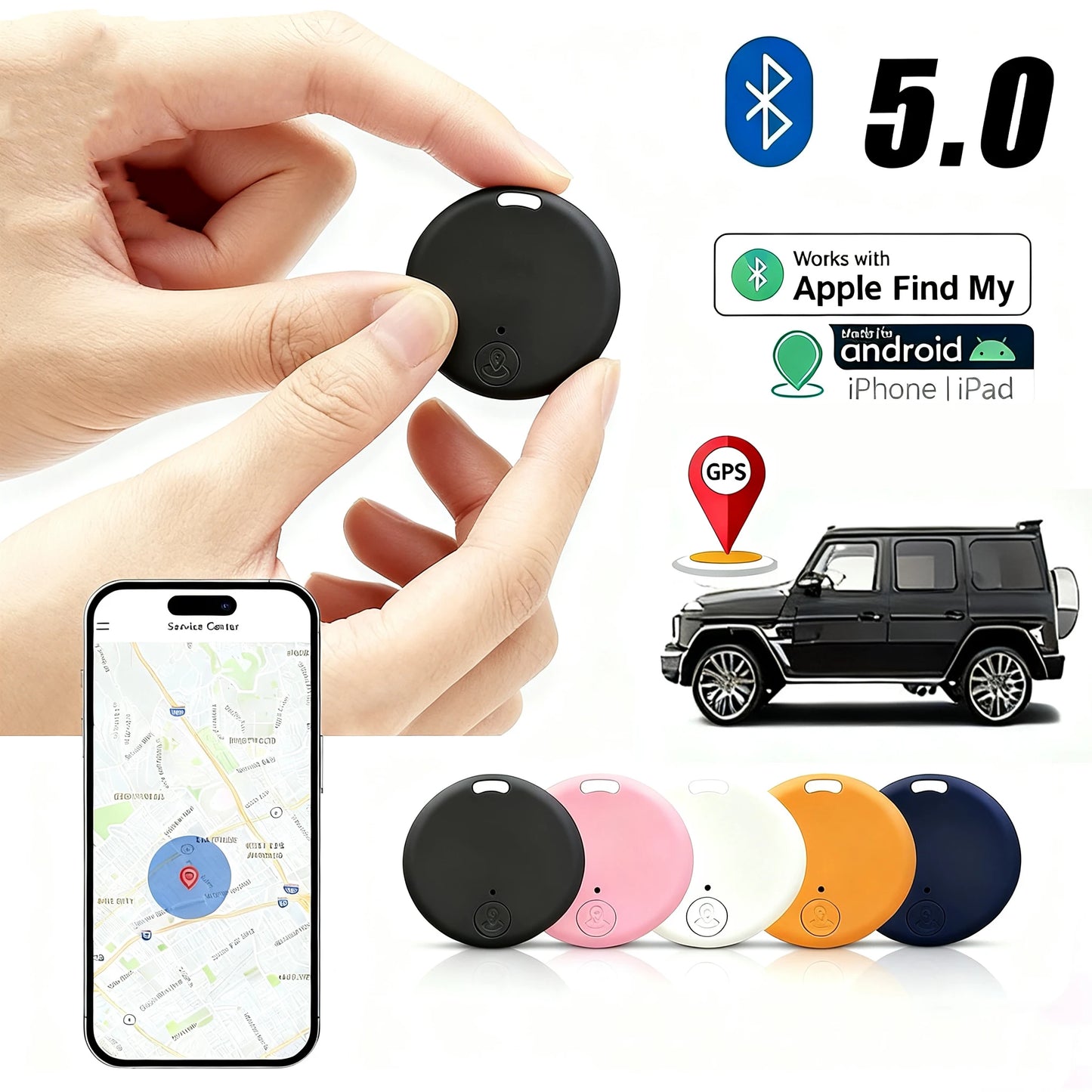 Mini Bluetooth pet tracker tag for collars and carriers