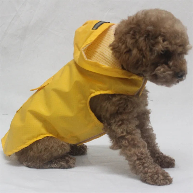 Hooded Dog Raincoat — Waterproof Rain Jacket with Reflective Strip, All Sizes