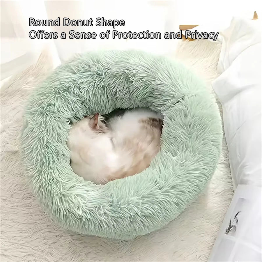 Calming Donut Bed — Anti-Anxiety Faux-Fur Nest Bed for Dogs & Cats