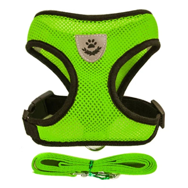 Adjustable Mesh Dog & Cat Harness — No-Choke Walking Vest for Puppies & Small Pets