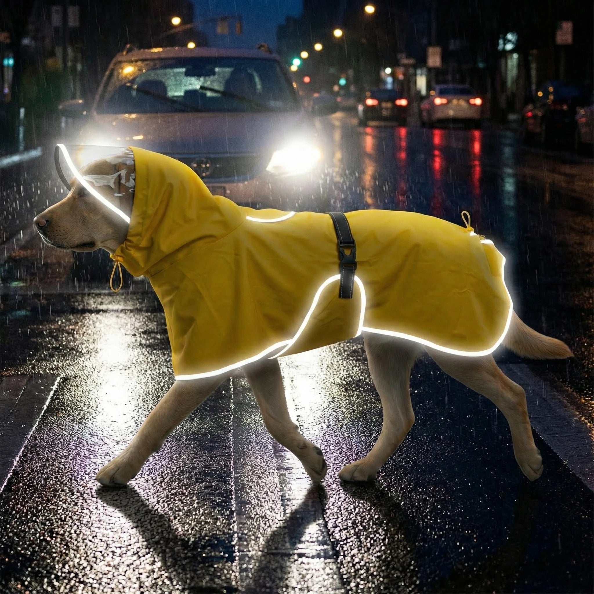 Waterproof Dog Raincoat — Hooded Reflective Rain Jacket