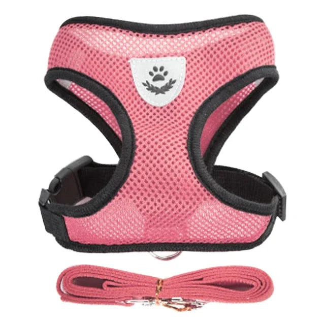 Adjustable Mesh Dog & Cat Harness — No-Choke Walking Vest for Puppies & Small Pets
