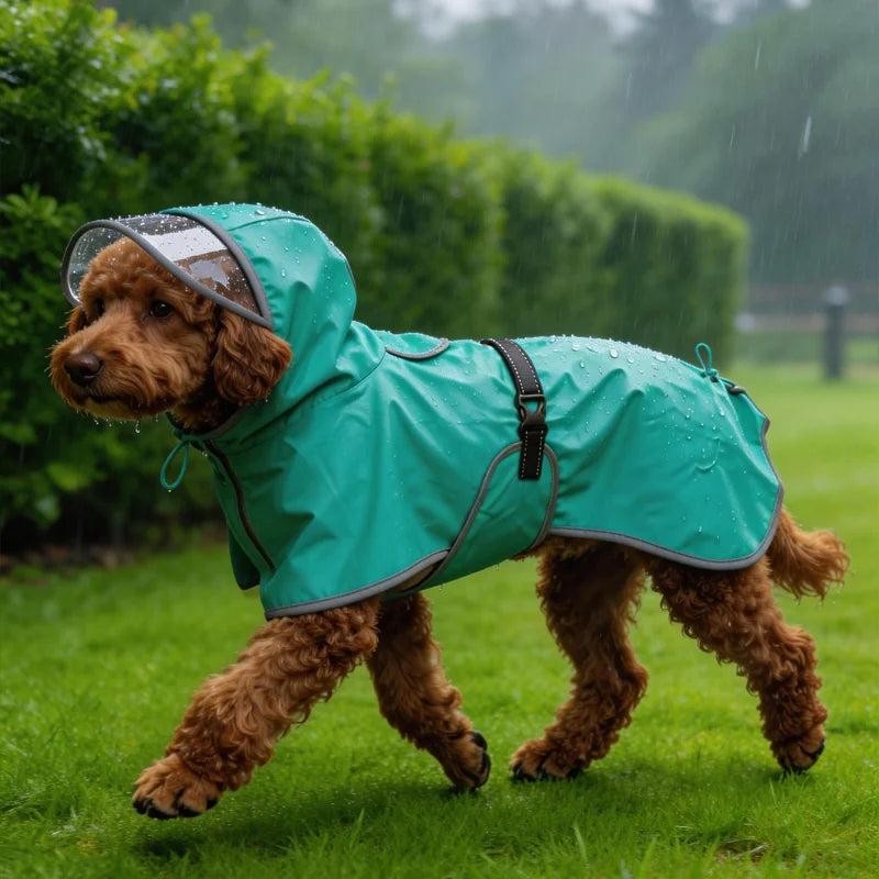 Waterproof Dog Raincoat — Hooded Reflective Rain Jacket