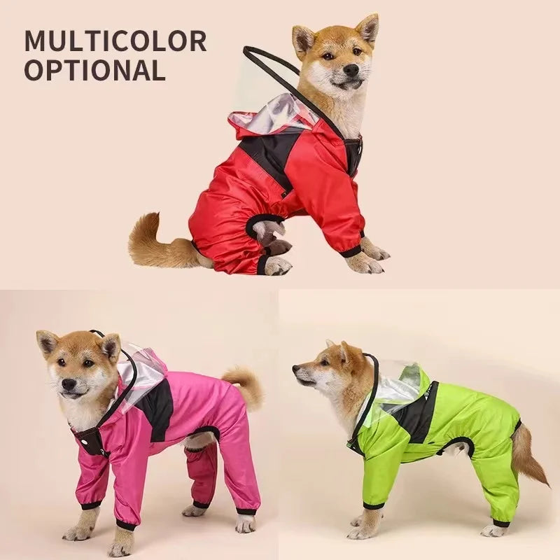 Waterproof Dog Rain Jacket — Full-Body Hooded Raincoat for Dogs (XS–4XL)