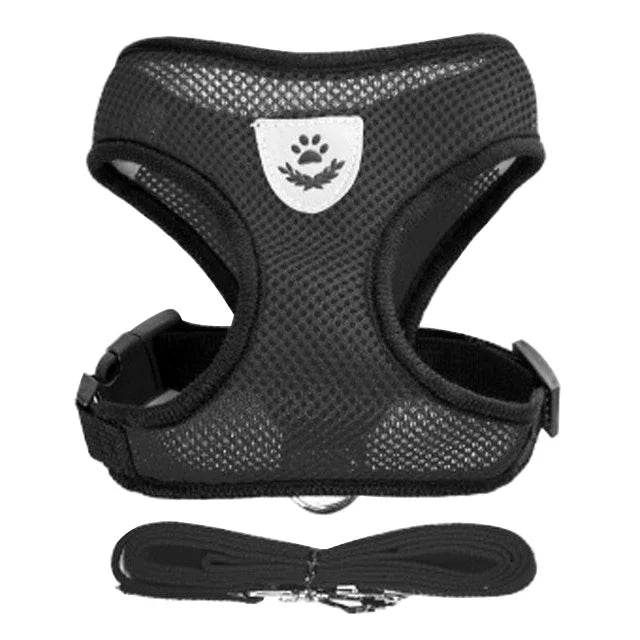 Adjustable Mesh Dog & Cat Harness — No-Choke Walking Vest for Puppies & Small Pets