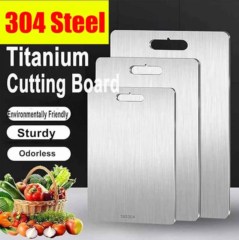 Titanium Stainless Steel Cutting Board - Double-Sided