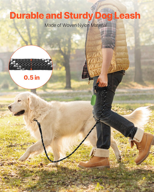Reflective nylon rope leash for medium and large dogs