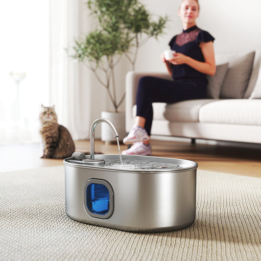 7L stainless steel pet water fountain for cats and dogs
